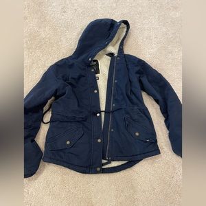 Navy blue Hollister winter coat.